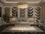 Chorus Premium Velvet Upholstered Bed and pair of bedside tables for villa - view 5
