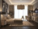 Chorus Premium Velvet Upholstered Bed and pair of bedside tables for villa - view 8
