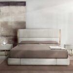 B-Bollant Beige Contemporary Minimalist style Velvet Upholstered King Size Bed