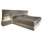 B-Bollant Beige Contemporary Minimalist style Velvet Upholstered King Size Bed Option 2 - view 3