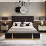 Crosby Modern Warm White Leather Upholstered Low Profile Platform Bed with Hydraulic