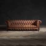 Chesterfield leather Sofa 3 Seater Sofa High quality short wooden legs