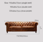Chesterfield leather Sofa 3 Seater Sofa High quality short wooden legs - view 12