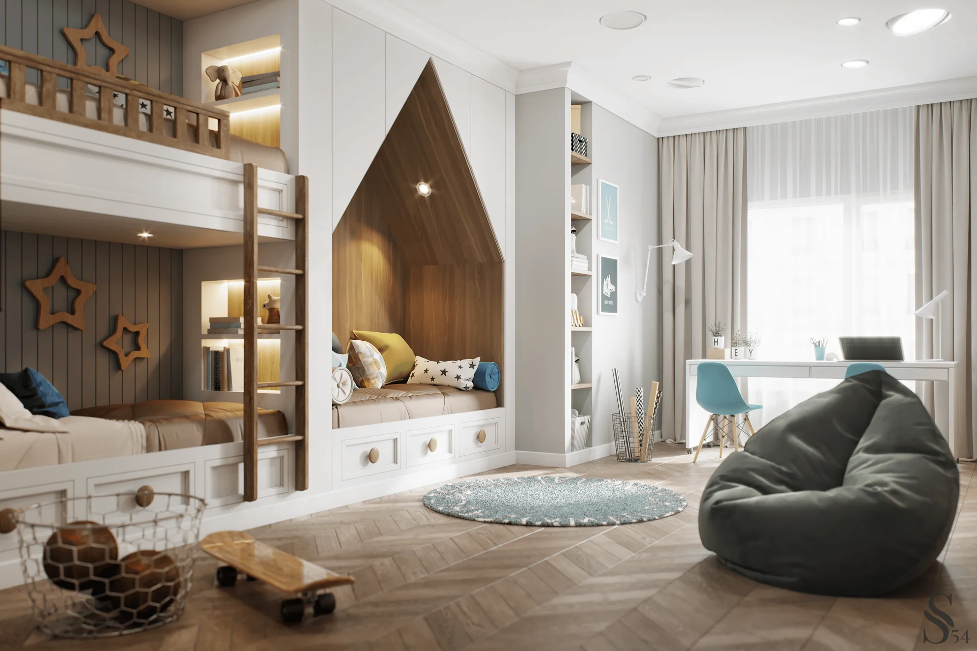 Warm, playful children room design