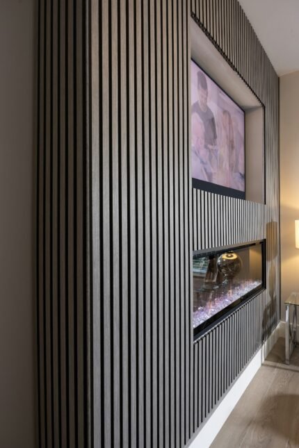 Backlit TV Wall with LED Cove by Crosby