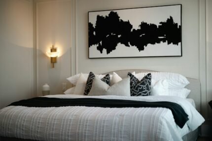 Textured Plaster Bed Wall by Crosby