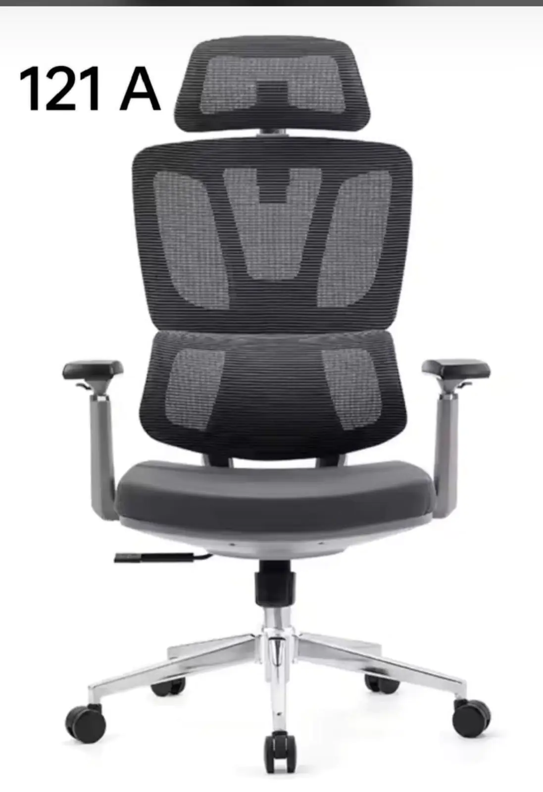 2023/01/1000091817.jpg High Back Office Chair with Height Adjustable Headrest Mesh Office Arm Chair - Image 1