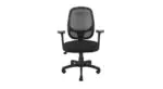 Medium Back Revolving Metal Chair with Push Back Mechanism in Black Mesh Office Arm Chair