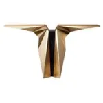 Diamond Console Table with Stainless Steel Gold PVD Coated Legs and White Faux Marble Top - Image 5