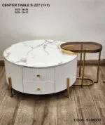 Rolex Coffee Table Stainless Steel Golden PVD Leg + Glass Top-White Marble - Image 7