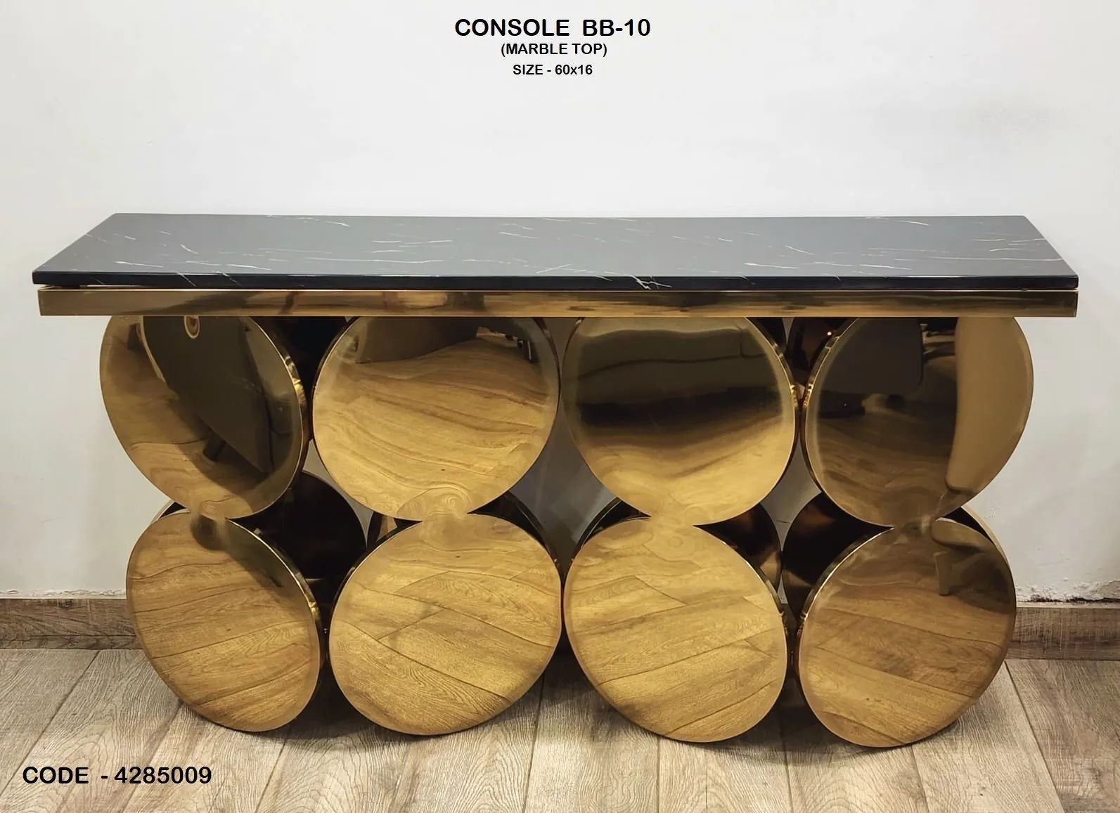 Contemporary Console Table Side Table  Slate Stainless Steel - Image 5