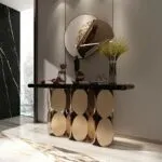 Contemporary Console Table Side Table  Slate Stainless Steel - Image 3