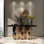 Contemporary Console Table Side Table  Slate Stainless Steel