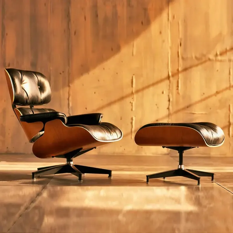 1000055948.jpg Lounge Chair Modern Chair Classic Design Leather Palisander Wood - Image 1