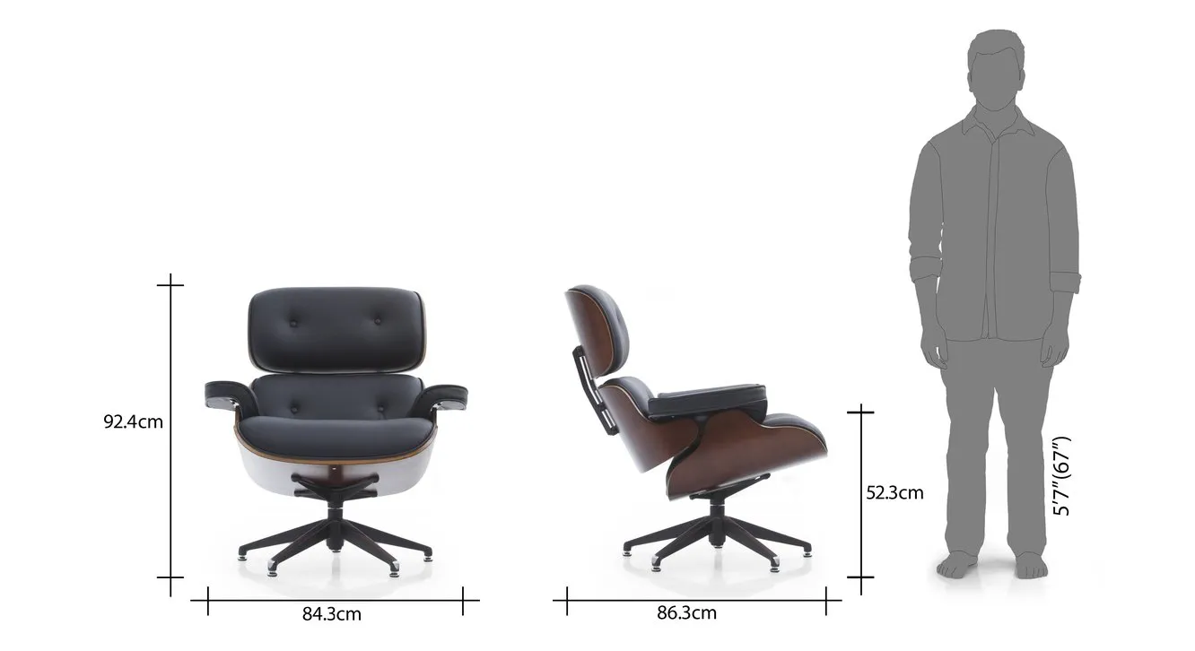 Lounge Chair Modern Chair Classic Design Leather Palisander Wood - Image 6