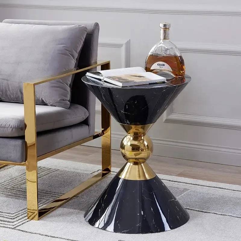 Luxury End Tables Home Centre Metal Side Round Table - Image 4