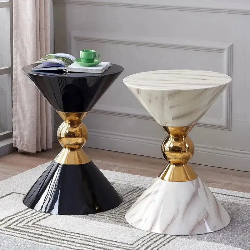 Luxury End Tables Home Centre Metal Side Round Table - Image 5