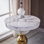 Luxury End Tables Home Centre Metal Side Round Table - Image 3