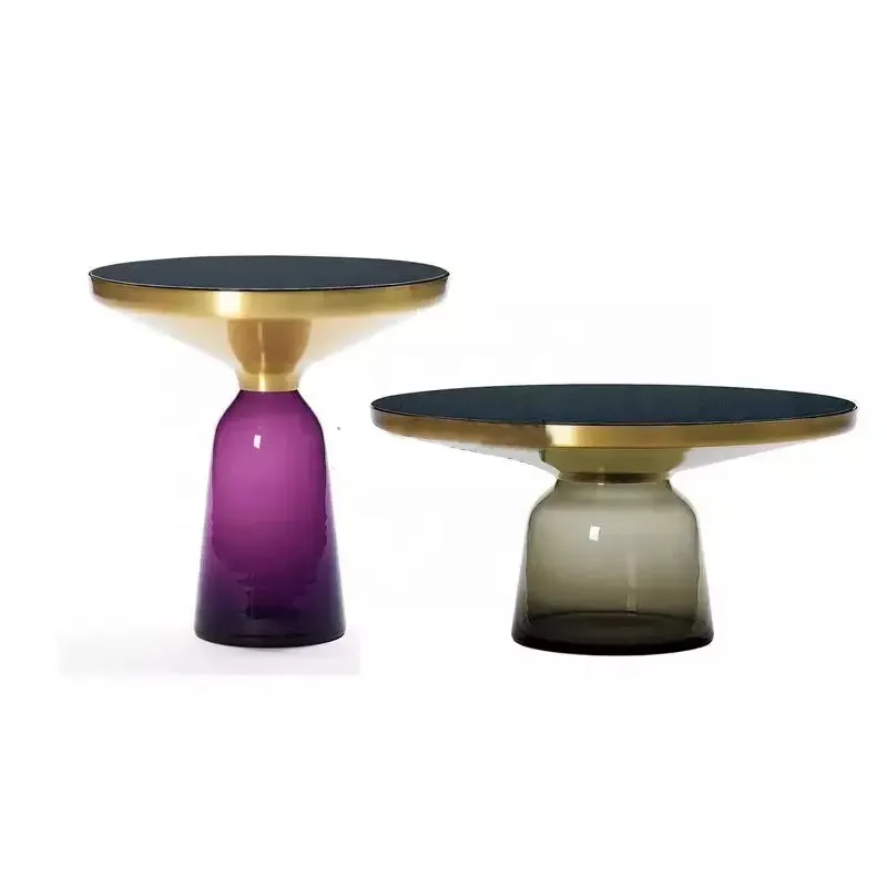1000127161.jpg Bell Table: Handcrafted Glass and Brass Coffee Table - Image 1