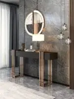 Elegant Noir Console Table with Marble Top and Stainless Steel Frame - Image 2