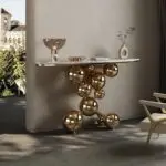 Gold stainless steel Star balls design metal console table - Image 6