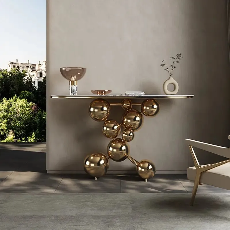 Gold stainless steel Star balls design metal console table - Image 4