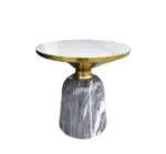 Contemporary Living Room Grey Stone base with Faux Marble Counter Top End Table