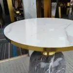 Contemporary Living Room Grey Stone base with Faux Marble Counter Top End Table - Image 2