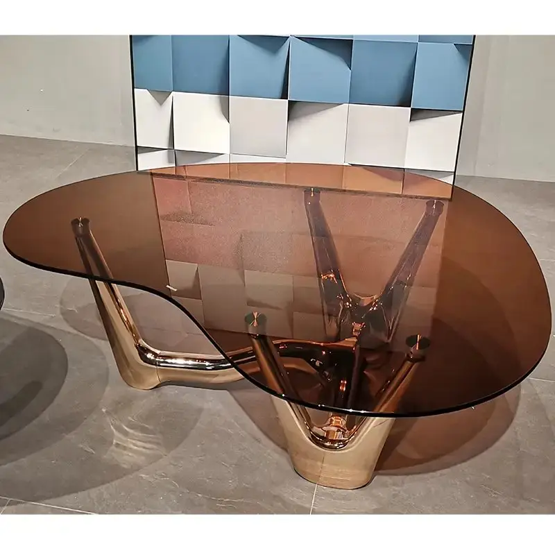 Shibata Stainless Steel And Glass Top Table - Image 2