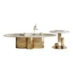 Amherst Coffee Table Gold Stainless Steel Base And Marble Top - Image 2