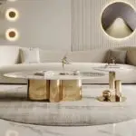 Amherst Coffee Table Gold Stainless Steel Base And Marble Top