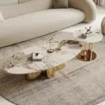 Amherst Coffee Table Gold Stainless Steel Base And Marble Top - Image 3