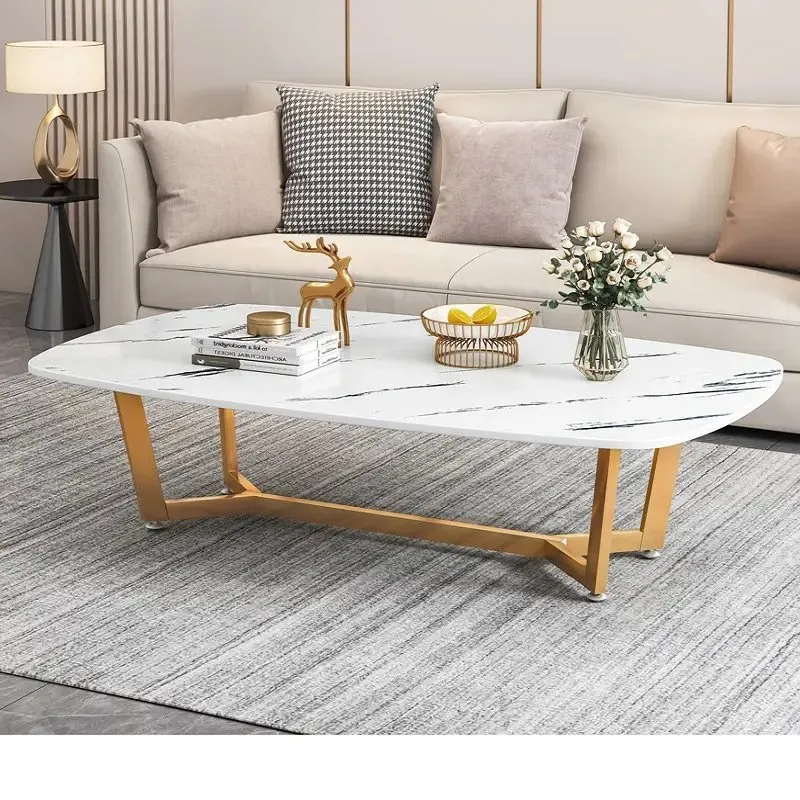 1000127303.jpg Luxurious Elara Marble and Glass Coffee Table - Image 1