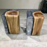 Nexa Pair of Resin and Wooden Modern Side Tables - Image 5