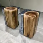 Nexa Pair of Resin and Wooden Modern Side Tables - Image 3