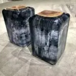Nexa Pair of Resin and Wooden Modern Side Tables - Image 2