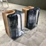 Nexa Pair of Resin and Wooden Modern Side Tables