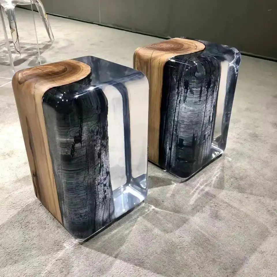 1000127312.jpg Nexa Pair of Resin and Wooden Modern Side Tables - Image 1
