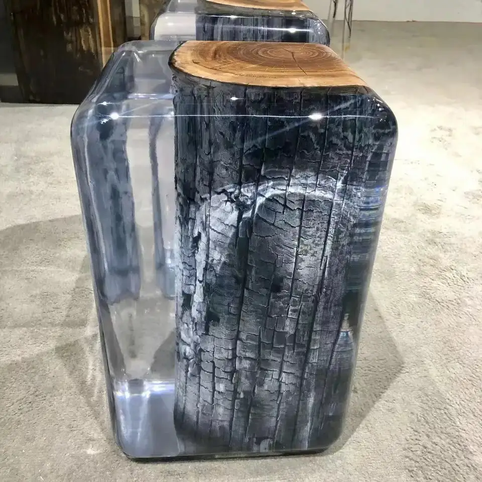 Nexa Pair of Resin and Wooden Modern Side Tables - Image 4