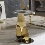 Kingsway Side Table Stainless Steel Leg With Faux Marble - Image 2