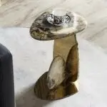 Kingsway Side Table Stainless Steel Leg With Faux Marble - Image 5
