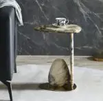 Kingsway Side Table Stainless Steel Leg With Faux Marble - Image 3