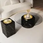 Luxurious Hussn Marble and Glass Coffee Table Set - Image 4