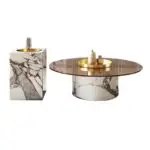 Luxurious Hussn Marble and Glass Coffee Table Set - Image 3
