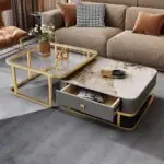 Elegant Duo: Luxe Stainless Steel & Marble-Glass Coffee Tables Set - Image 3