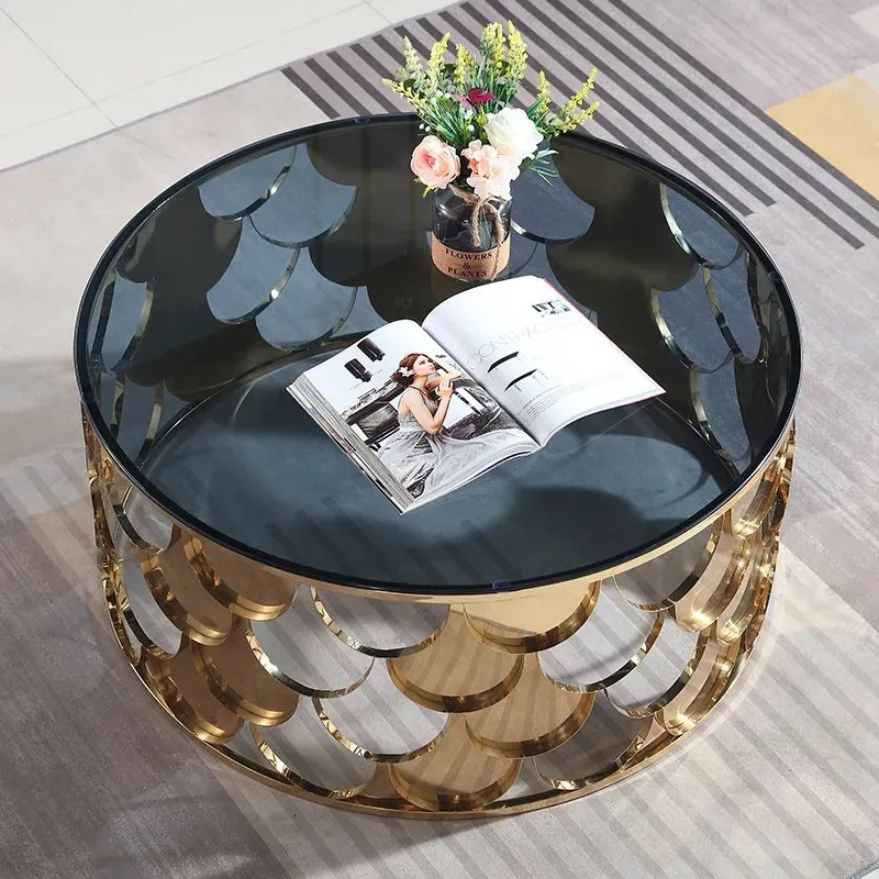 1000127381-1.jpg Brooklyn Contemporary Stainless Steel And Glass Top Coffee Table - Image 1