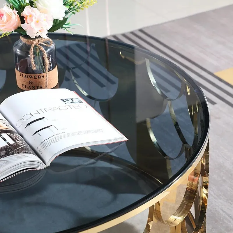 Brooklyn Contemporary Stainless Steel And Glass Top Coffee Table - Image 5