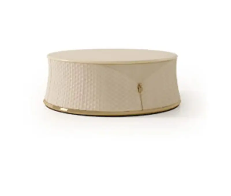 Center Table for Luxurious Living Room leatherette And Marble top White-Gold trim - Image 2