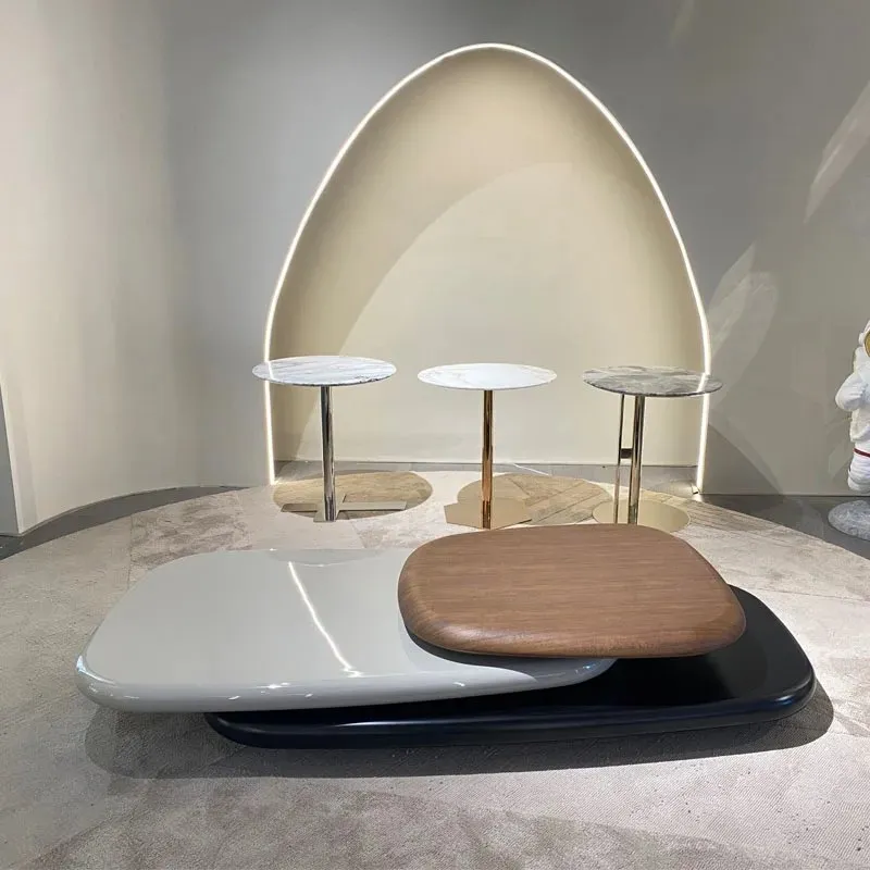 Wabi Sabi Collection Center Table Nordic Style Living Room Acrylic Engineered and Solid Wood - Image 4