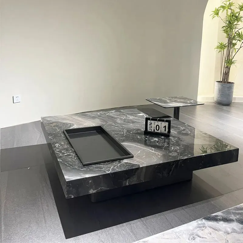 Nesting Coffee Table with Italian Veneer and Glass Top Side Table - Image 3